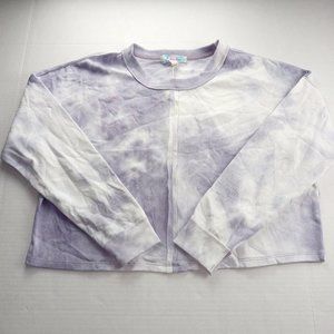 Hippie Rose Women's Cropped Crewneck Sweatshirt Size Large Lilac Tie Dye
